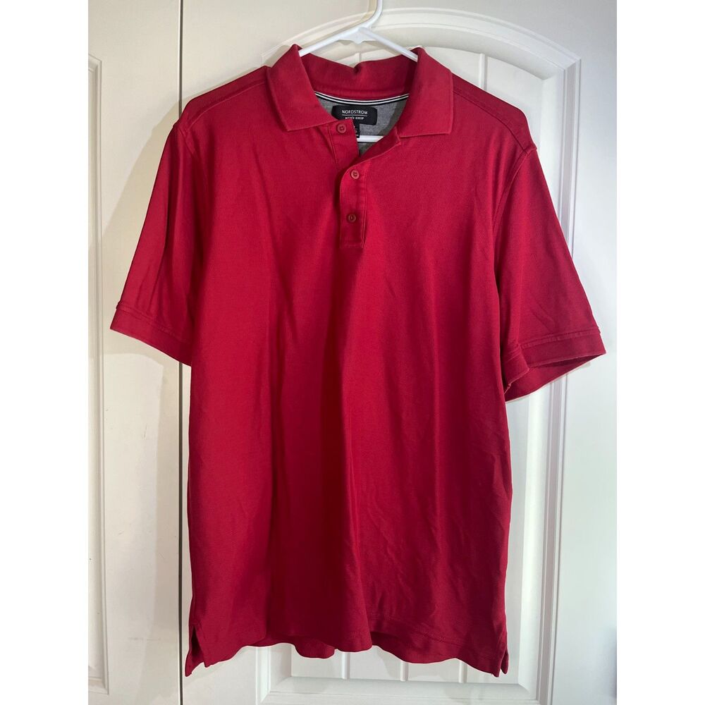 Nordstrom Men's Shop Red Pique Polo Shirt Medium Classic Fit